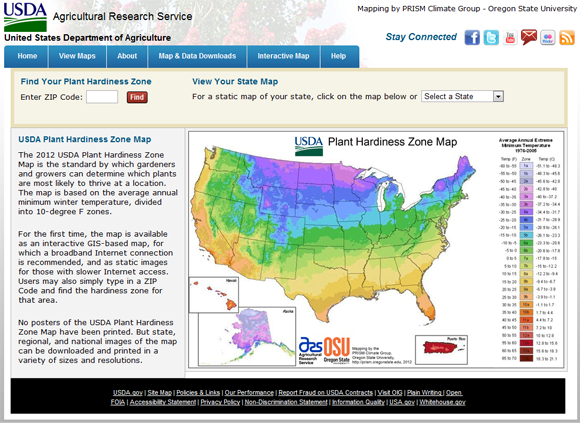 USDA Plant Hardiness Zone Map